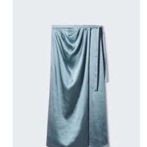 Mango Satin Blue Skirt